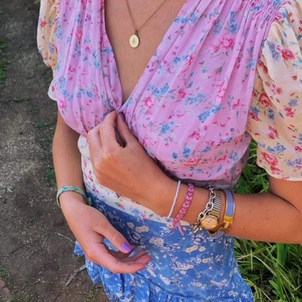 Loveshackfancy Bea Patchwork Floral Silk Mini Dress Floral Size 4 - Picture 4 of 12